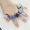 Montres de poche Vintage doigt montre Mini petit bracelet élastique alliage femmes anneaux bijoux horloge chiffres romains femmes Quartz anneau