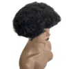 Europese Virgin Menselijk Haar Vervanging #1 Gitzwart 4mm Wortel Afro Toupetje 8x10 Volledige Franse Kant eenheden Mannelijke Pruiken voor Zwarte Mannen