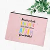 Kosmetiska väskor fall Merci Atsem French Printed Makeup Bag Stor blyertskolor Skolpappersleveranser Lagring Travel Wash Pouch presenter för 230727