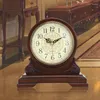 Relojes de mesa Europa Vintage Reloj digital de madera maciza para escritorio Decoración para el hogar Decoraciones Alarma