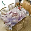 Table Cloth Europe Lotus Tablecloth Green Tropical Plant 3D Flowers Pattern Cloth Wedding Decoration Party Table Cover R230726