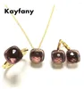 Necklace Earrings Set 11.6mm Jewelry For Women Crystal Ring 13Colors Candy Square