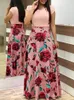 Casual Jurken Lady Fashion Zomer Dames Bloemenprint Kleur Blok Jurk Korte Mouw Lange Vrouw Vrouwelijke Feestkleding