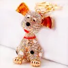 Keychains Creative Rhinestone Big Ears Dog Keychain Charm Alloy Women Handbag Keyring Car Key Holder Bag Accessory Lover Gift R158