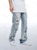 Мужская джинсовая уличная одежда широкие джинсы для ног мужская прямая нога.