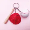 Llaveros Mini Tres Piezas Béisbol Guante de madera Llavero Bolsa Colgantes Fans Suministros Regalos Recuerdos deportivos Regalo