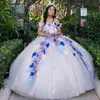 2024 Мексиканские сексуальные платья Quinceanera с открытыми плечами и объемной цветочной аппликацией Vestidos XV Anos Sweet 16 robe de soiree