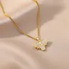 Collane con ciondolo Carino Natura Pietra Farfalla Fiore Clavicola Collane a catena per le donne Ragazze Semplice catena di fascino 2024 Collana con ciondolo trasparente regalo gioielli