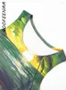 Casual Dresses BOOFEENAA Sunset Green Print Sleeveless Short Vacation Outfits For Woman Summer Dress 2023 Beach Resort C85-AH14