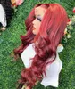 Red Virgin Human Hair Body Wave Full Lace Frontal Wig Brazilian hair Indian hair Malaysian Hair Peruvian Hair Burmese Hair