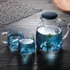 Water Bottles 1800ml Glass Cold bottle With Handle Fruit Tea Cup Kettle Mountain Design High temperature heatable Jug Gradient Color 230727