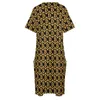 Платья с размером идеальное черное биткойн -платье v Nece Gold Coin Print Street Носить элегантную повседневную женщину стильный размер одежда 5xl 230727