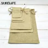 50pcs lot Vintage Natural Burlap Jute Gift Bags Candy Bags Wedding Favor Pouch Drawstring Jewelry Packaging Bag1320f