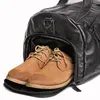 Sacs polochons loisirs pratique poche à chaussures indépendante sac de voyage pour hommes en cuir véritable grande capacité sac à main week-end bandoulière