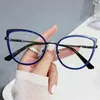 선글라스 2023 반 블루 가벼운 여성 고양이 눈 안경 프레임 브랜드 디자이너 레트로 대형 광학 안경 프레임 클리어