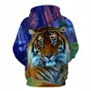 Erkek Hoodies Sonbahar ve Kış Moda 3D Priting Sweatshirts Erkekler/Kadınlar Jungle Tiger Baskılı Giysiler Harajuku Büyük Boy Hoodie