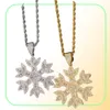 iced out snowflake pendant necklaces men luxury designer mens bling diamond snowflakes pendants gold silver flower necklace jewelr7369738