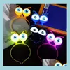 Party Hats Halloween Masquerade Led Flashing Alien Headband Light-Up Eyeballs Hair Band Glow Party Supplies Accessories Drinktoppe264U