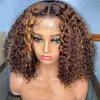 2021Blonde Ombre Water Wave Lace Front Wig Brazillian Virgin Hd Highlight Bob Loose Deep Wave Wig Curly Lace Front Human Hair Wigs238S