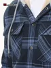 Herrjackor Magcomsen Plaid Jacket Fleece -fodrad kappflanelltröjor Sherpa med Hood för män 230727