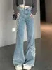 Kvinnors jeans sommarblå franska vintage jeans kvinnors fjäril broderi koreanska mode blixt byxor kvinnor harajuku svans jeans z230728