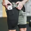 Pantaloncini da uomo 2023 Pantaloni da basket per allenamento fitness tinta unita compressi a doppio strato 5 punti Palestra uomo