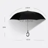 Creative 8 Colors Inverted Umbrellas Double Layer With C Handle Inside Out Reverse Windproof Sunny Rainy Umbrella TH1012