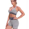 Conjunto de sutiã feminino sexy sexy de fábrica com cintura alta levantamento de quadril conjunto de shorts de ioga pêssego