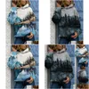 Women'S T-Shirt Womens Round Neck Casual Hoodie Sweatshirt Long Sleeve Mountain Landscape Printed Plus Size Tops T-Shirts Autumn And Dhuyq
