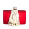 Avondtasjes Parel Tassel Clutch Luxe Satijn Met Kristallen Tas Feestportemonnee Pochette Vrouwelijke Handtas Dag