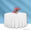 Table Cloth Round Tablecloths White Stitching Fabric Elegant Solid Table Cloth for Christmas Birthday Wedding Party Hotel Decoration R230819