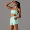 Set attivi Summer Yoga Set Stretch Comodo Activewear Gym Womens Outfits 2023 Pilates Workout Clothes For Women Beige Purple