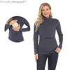 Maternity Dresses Winter Turtleneck Warm Long Sleeve Cotton Pregnant Women's T-shirt Care Top Pregnant Women's Feeding Clothes Free Delivery Z230728