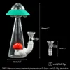 실리콘 유리 파이프 18cm 높은 UFO 기술 감각 담근 파이프 글로우 어두운 분리 가능한 DAB 장비에서 14mm 유리 그릇 도매와 함께 오일 장비