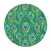 Table Cloth Round Cover Protector Polyester Tablecloth Colorful Peacock Feather Pattern With Elastic Edged