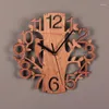 Horloges murales Double couche en trois dimensions oiseau horloge ménage en bois créatif Design moderne décor à la maison