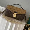 10A Mirror Quality Designer Metis East West Bag Womens Chain Messenger Pochette Bag Luxury Reverse Canvas Handbag Crossbody Brown Shoulder Strap Bag