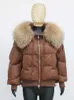 Women's Fur Faux Fur FURTJY New Fashion Winter Women Warm Loose Coat Natural Real Fur Collar White Duck Down Jacket Thick Luxury Outerwear HKD230727