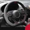 Housse de volant de voiture Alcantara noire cousue à la main pour Audi A3 8V A4 B9 Avant A5 F5 A1 8X Sportback Q2 2016-2019285o