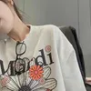 Jimo District's new niche flower daisy print long sleeve loose round neck Korean China-Chic autumn sweater women