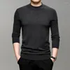 Herrtröjor 2023 Spring Autumn Men Solid Cotton Sweater Fashion Casual Pullovers Herr Mock Neck Warm Long Sleeve Knit Top