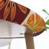 Tafelkleed ronde hoes beschermer polyester tafelkleed oranje en kruiden fruitpatroon uitgerust met elastische randen