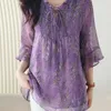 Women's Blouses 2023 Summer Chiffon Shirt Women Fashion Foreign Fat Mother Middle-aged And Elderly Short Sleeved Top Loose Belly T458
