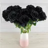 Dekorative Blumen Kränze Schwarz Künstliche Seide Rose Bouquet Halloween 10PC Lot Gothic Hochzeit Pflanzen Für Party Decor2621