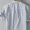 قميص الملابس المصمم للرجال رجال قميص بربري قميص قصير الأكمام قميص الرجال الصيف غير الرسمي من القطن النقي النقي بالكامل مخطط قصير الأكمام عصري