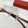 Cadres Nouvelle vente clair petite lentille carrée sans monture cadre temples en bois lunettes optiques hommes et femmes style d'affaires lunettes modèle 0287O