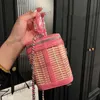 حقائب مستحضرات التجميل الحالات النسائية زيت Wox جلد الروطان Weaving Vanity Facs Top Handle Totes Suct