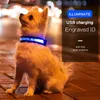 犬の首輪IDパーソナライズされたUSB充電LEDペット犬タグカラーライト刻まれたIDカスタム子犬猫ネームプレートナイロンアクセサリーL230620