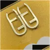 Stud Fashion Earring Womens Luxury Charm Hoop Earrings Gold F Ear Studs Esigner Sieraden Bangle Ketting Lady Elegant Earing Drop Deli Otlnb