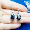 Dangle Earrings Natural Real Black Sapphire Drop Earring 925 Sterling Silver 2.2ct 2pcs Gemstone Fine Jewelry C212206